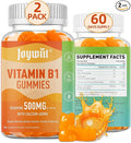 Vitamin B1 Gummies 500mg, Thiamine B1 Supplement for Adults, with 600mg Calcium Citrate, Support Nervous System, Vegan, Chewable Natural Orange Flavor