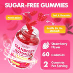 Vegan Cranberry Gummies with D Mannose - Supports Urinary Tract Health for Women & Men, Sugar-Free, Non-GMO and Gluten Free, Strawberry Flavor, 60 Count