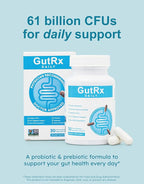 Daily Probiotics for Women & Men with Bifidobacterium Longum & Prebiotics for Gut Health, Gluten Free Probiotics for Digestive Health – 61 Billion CFU, 30 Ct Enteric Coated Capsules