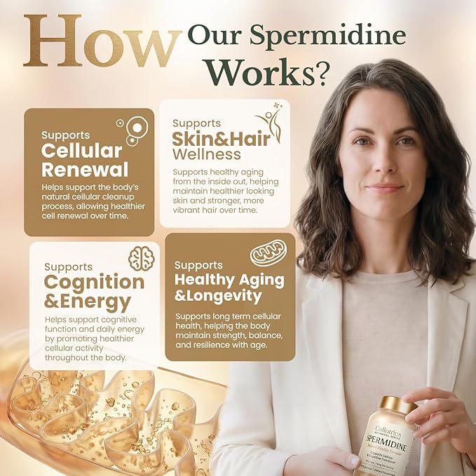 Spermidine Supplements - 1260mg | Ultra-Pure 99% Spermidine, Made in USA & USA 3rd-Party Tested |100x More Potent, Spermidine Supplements for Women & Men, Longevity Support