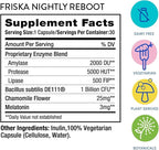 Friska Nightly Reboot - Nighttime Digestive Enzymes, Probiotic for Gut Balance & Bloating Support, with Melatonin & Chamomile to Promote Relaxation & Sleep, 30 Capsules