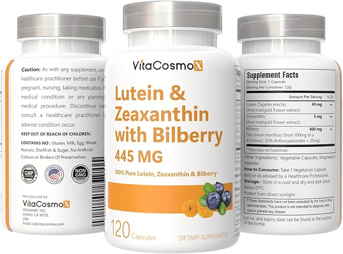 Lutein with Zeaxanthin, Vegan Capsules, 120 Count, 40 mg Lutein + 4 mg Zeaxanthin per Serving, Non-GMO, Gluten-Free - 2 Pack