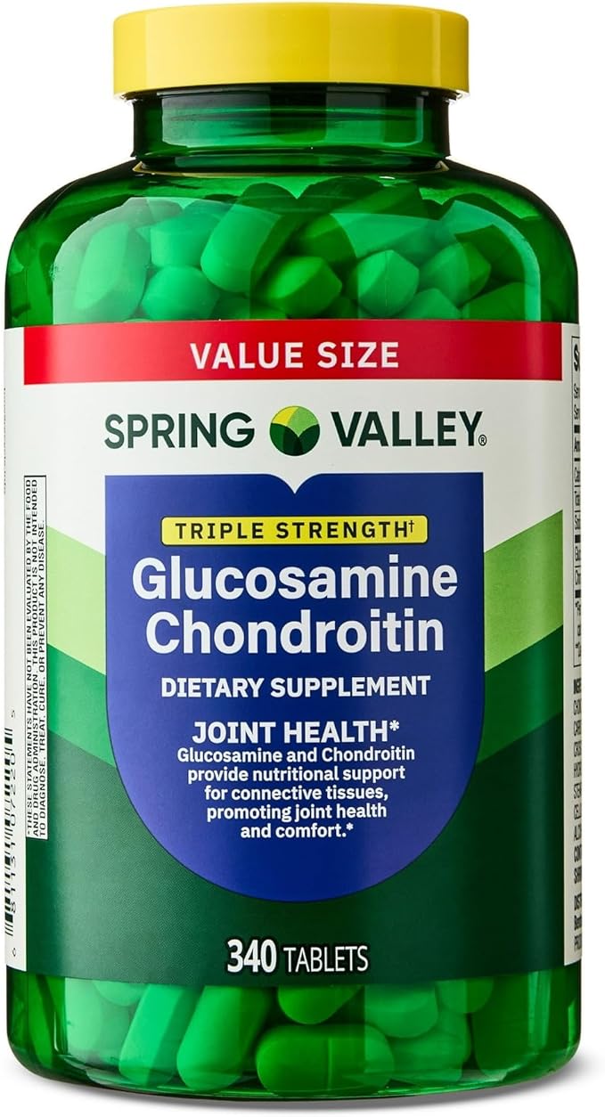M&F Essential Triple Strength - Glucosamine Chondroitin- 340 Tablets by Spring Valley- Joint Health & Mobility Support- Dietary Supplement- Pill Organizer