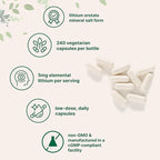Micro Ingredients Lithium Orotate 5mg, 240 Vegetarian Capsules | 5mg Per Serving | Elemental Lithium Trace Mineral | Stable Low-Dose Orotate Form | Non-GMO, Filler Free