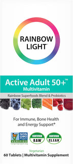 Rainbow Light Active Adult 50+ High-Potency Multivitamin, with Superfoods, 60ct, Pack May Vary