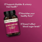Dr. Mercola D-Mannose and Cranberry Extract, 1,000 mg D-Mannose & 400 mg Cranberry per Serving, Urinary Tract Health Supplement, Non-GMO, Gluten-Free, Soy-Free, 60 Capsules