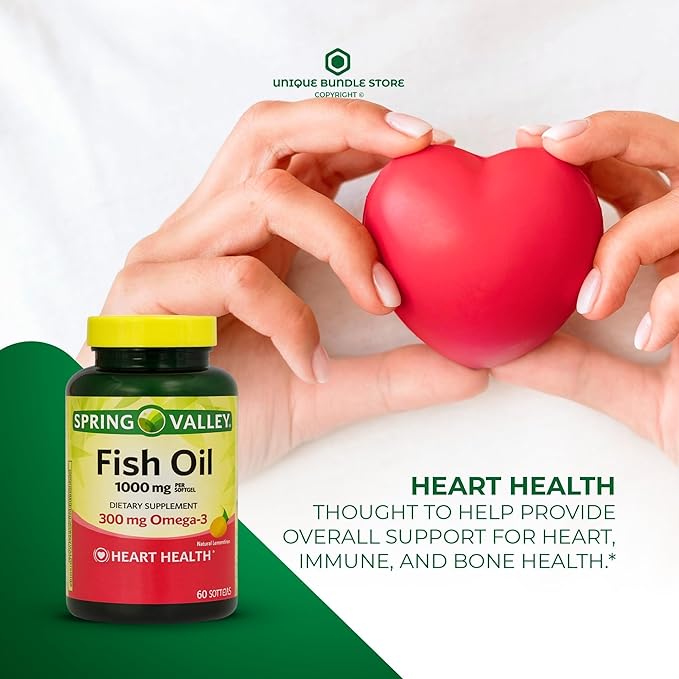 Omega 3 Fish Oil 1000mg – 60 Softgels, Omega-3 Supplements for Women and Men, Fish Oil Fatty Acid, Daily Essential Supplement (Pack of 1)