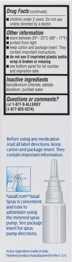 NasalCrom Nasal Spray Allergy Symptom Controller | 200 Sprays | .88 FL OZ (2 Pack)