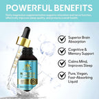 Magnesium L-Threonate Drop, Liquid Supplement w. Apigenin, Theanine, Lemon Balm for Sleep & Memory, Supports Cognitive Function & Balanced Mood, High Absorption