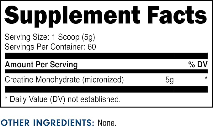 Bucked Up Pure Micronized Creatine Monohydrate for Women and Men - Easy to Mix and Unflavored - 5G Per Serving - 60 Servings - 300 Grams Per Container