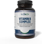 Wellotrix Advanced B-Complex – Full Spectrum of 8 Essential B Vitamins (B1, B2, B3, B5, B6, B7, B9, B12) in Active Coenzyme Forms – Supports Energy Metabolism & Cellular Health – 120 Capsules