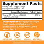 Doctor's Best Vitamin D3 2000 IU Softgels for Men & Women - Vitamin D Supplement for Immune System & Heart Health Support, 50 mcg per Serving, Vit D 3, Non GMO, Gluten & Soy Free - 180 Veggie Softgels