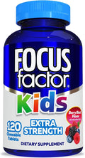 Focus Factor Kids Extra Strength Daily Chewable for Brain Health Support, 120 Count – Vitamins - Quality Formula – Gluten & Dairy Free Supplements for Children – No Artificial Sweetener