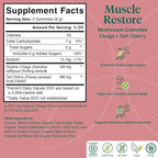 Charlotte's Web Muscle Restore Mushroom Gummies for Adults — Chaga & Tart Cherry Supplement for Muscle Recovery and Fatigue — Vegan, Kosher, Non-GMO (Dark Cherry Flavor, 30 Servings)