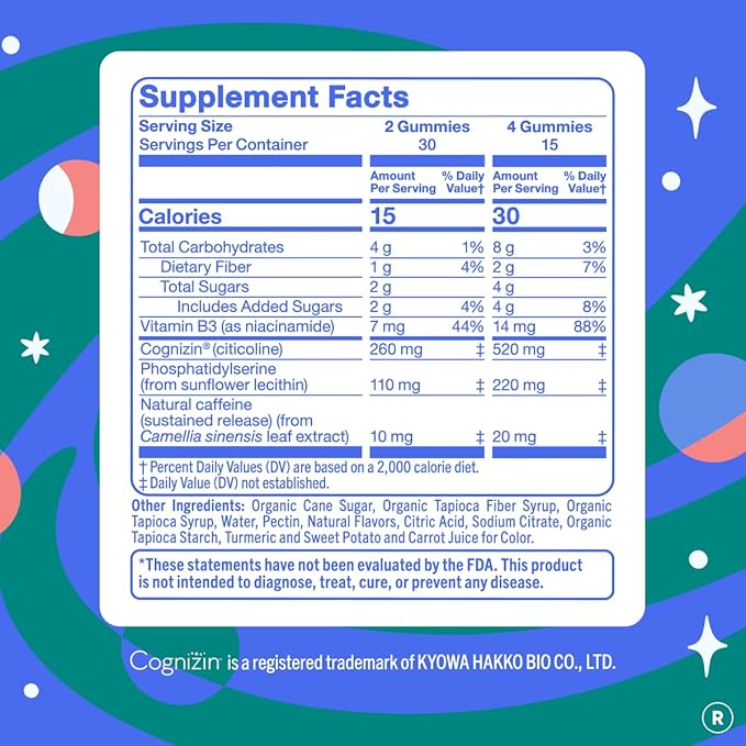 FIRST DAY Women’s Brain Gummies for Focus, Memory & Clarity | Cognizin® Citicoline + Phosphatidylserine | Natural Sustained Energy, Peach Flavor, Vegan, Non-GMO | 30-Day Supply