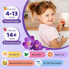Saffron Gummies for Kids & Adults, 20-in-1 Saffron Supplements with 88.5mg Saffron Extract, B6, B12, C, D3, Magnesium for Calm, Focus, Nerve, Sugar Free, Vegan, Non-GMO, Mixed Fruit Flavor, 120 Counts