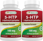 Best Naturals 2 Packs 5-HTP (5-hydroxytryptophan) 100 mg 120 Capsules