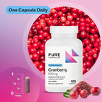 PureFormulas Cranberry 500 mg - Supports Kidney and Urinary Tract Health - Antioxidant Supplement for Immune Protection and Cellular Health - Cranberry Pills for Women & Men - Non-GMO - 120 Capsules