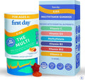 First Day Kids Multivitamin Gummies Age 4+, Strawberry & Orange - Kids Vitamins Multivitamin Gummy A C D3 K2 B1 B2 B6 B12 Folate, Immunity & Brain Function, Vegan - 30 Day Supply, Packaging May Vary