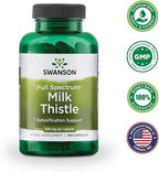 Swanson Full Spectrum Milk Thistle Liver Health Supplement for Adults Seeking Natural Detoxification and Antioxidant Support - 500 mg (100 Vegan Capsules)