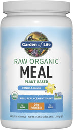 Garden of Life Meal Replacement Shakes, Raw Organic, Vanilla Protein Powder with Plant Based Pea Protein, Sprouts, Greens, Probiotics, Dairy Free 28 Servings