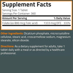 Bronson Folic Acid 800 MCG Supports Prenatal Development, Non-GMO, 360 Tablets