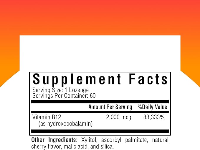 Seeking Health Hydroxo B12 - Vitamin B Supplement for Energy Support - Supplement with Folate to Support Methylation & Homocysteine Levels - 2000 mcg, 60 Lozenges