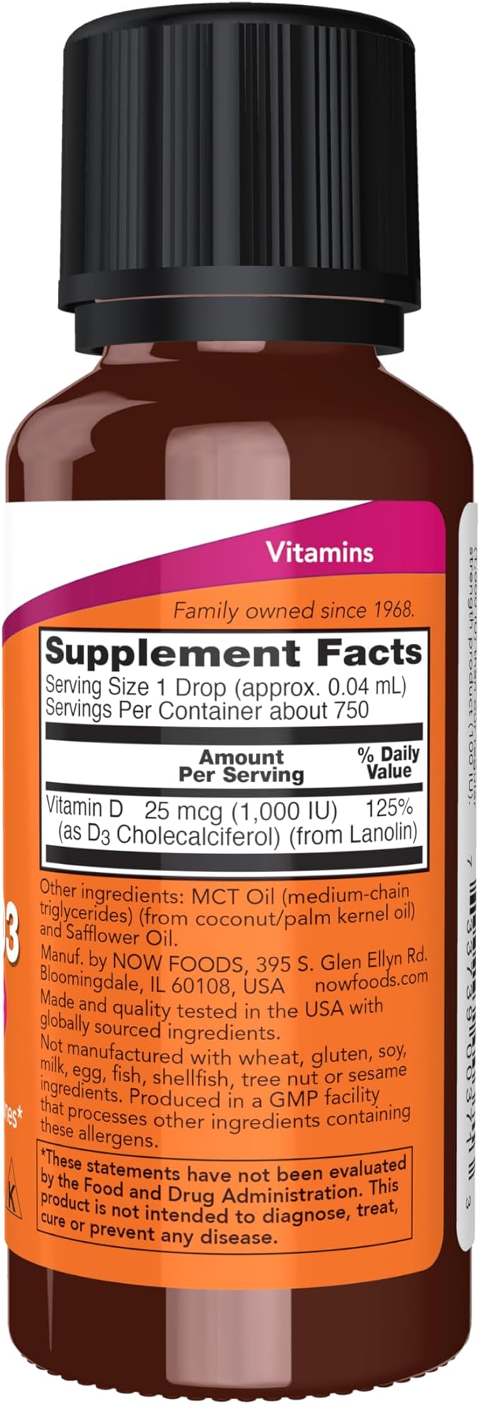NOW Foods Supplements, Liquid Vitamin D-3, Extra Strength, Structural Support*, 1-Ounce
