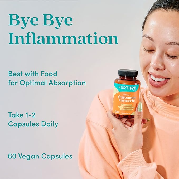 Further Food Premium Curcumin Turmeric Capsules 500mg – Organic, High Potency with Black Pepper & Avocado Oil