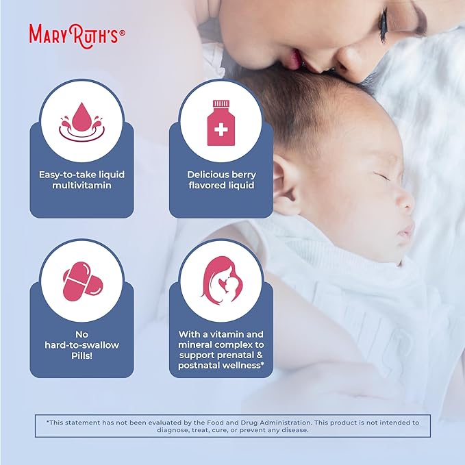 MARYRUTH'S Postnatal & Prenatal Vitamins for Women | Sugar Free | Selenium | Folate | Vegan | Non-GMO | Gluten Free | 32oz