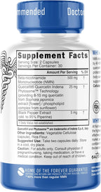 NMN Supplement 500mg NAD Supplement - Nutri Ultra High Absorption Stabilized NMN Nicotinamide Mononucleotide, 40% More NAD+ with Quercetin Phytosome & Black Pepper - mnm supplement (60 Capsules)