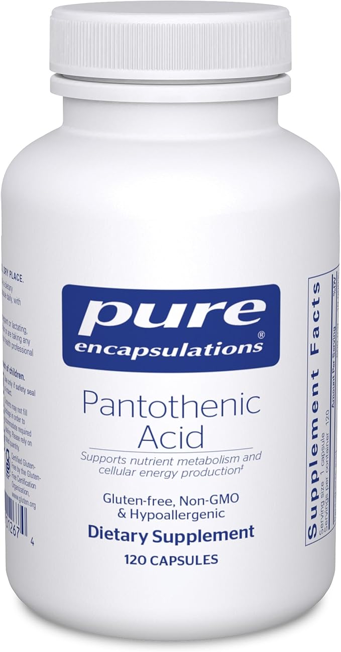 Pure Encapsulations Pantothenic Acid | Hypoallergenic Supplement Supports Cellular Energy Production, Adrenal and Cardiovascular Health | 120 Capsules