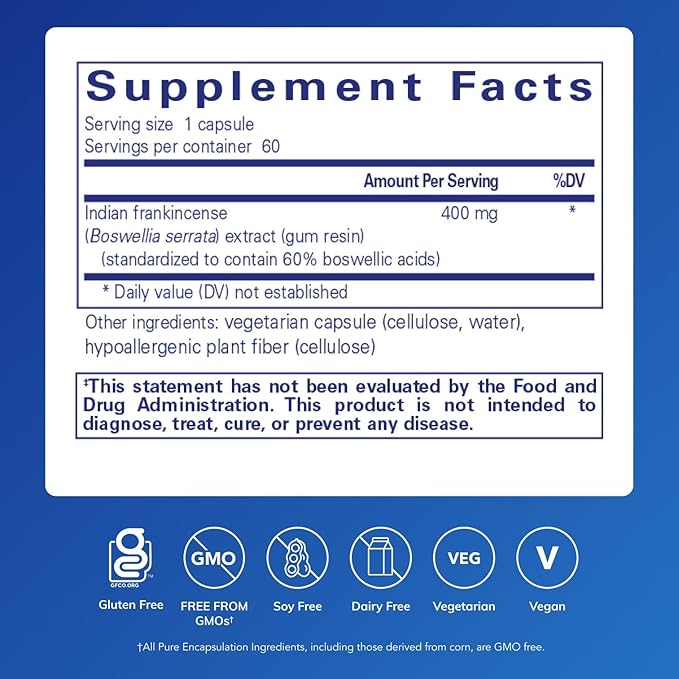 Pure Encapsulations Boswellia Supplement - for Joint Health, GI & Connective Tissue - Supports Healthy Joints & Digestive Health* - Non-GMO & Vegan - 60 Capsules
