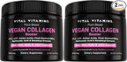 Vital Vitamins Vegan Collagen Booster Powder (2-Pack) - Made with Amino Acids, Silica, Hyaluronic Acid, & Botanical Extracts - Plant-Based - Mango Raspberry Lemonade Flavor - Hair, Skin, Nails