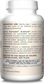 Jarrow Formulas Q-absorb Ubiquinone Co-Q10 100 mg, Dietary Supplement, Antioxidant Support for Mitochondrial Health, Cellular Energy Production and Cardiovascular Health, 120 Softgels, 120 Day Supply