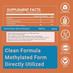 Methyl Vitamin B12 Gummies 1000mcg, Vitamin B12 Methylcobalamin Supplement for Energy & Metabolism, Sugar Free, Vegan, 60 Gummies.