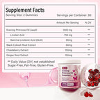 FloraBliss 120 Evening Primrose Oil Gummies | 1500mg | with Black Cohosh, Chasteberry, Ginger Extract for Daily Women's Wellness Support | Vegan, Non-GMO, Sugar-Free