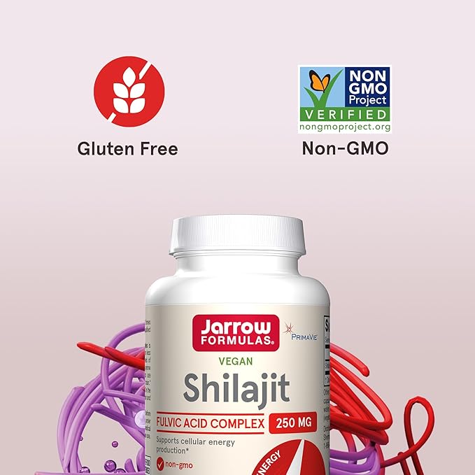 Jarrow Formulas Shilajit 250 mg, Dietary Supplement, Shilajit Acid Complex for Cellular Energy Production, 60 Veggie Capsules, 60 Day Supply (Pack of 12)