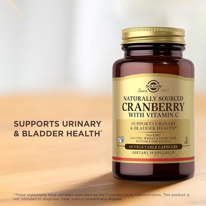 Solgar Cranberry with Vitamin C - 60 Vegetable Capsules - Supports Urinary & Bladder Health - Non-GMO, Vegan, Kosher, Gluten Free - 60 Servings