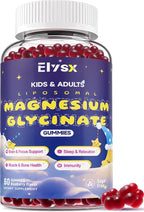 Liposomal Magnesium Glycinate 400mg Gummies for Kids & Adults, Chewable Magnesium Bisglycinate Supplement with Theanine, B6, Vitamins & Zinc, for Zzz & Relaxation, Muscle & Brain, Sugar Free, 60 Ct
