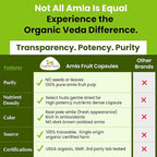 Organic Veda Amla Capsules - 1500mg, 300 Capsules - Natural Vitamin C Supplement with Antioxidants, Polyphenol for Immunity, Skin Glow & Hair Growth - Single Origin Premium Organic Amla Fruit Powder