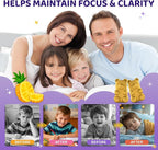 Saffron Gummies for Kids & Adults, 20-in-1 Saffron Supplements with 88.5mg Saffron Extract, B6, B12, C, D3, Magnesium for Calm, Focus, Nerve, Sugar Free, Vegan, Non-GMO - Pineapple Flavor, 60 Counts