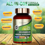 Zooone Lutein Eye Vitamins Supplement 90pcs, Lutein & Zeaxanthin for Women Men to Against Macular & Dry Eye, Multivitamin for Vision & Ocular Health with Zinc, VC, VE