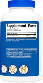 Nutricost Niacin (Vitamin B3) 500mg, 240 Capsules - with Flushing, Non-GMO, Gluten Free