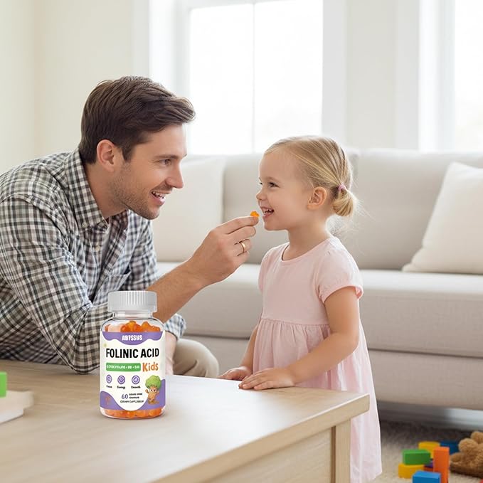 ABYSSUS Folinic Acid for Kids Gummies, Methylated B-Complex for Children, Maximum Absorption Supplement for Brain, Focus & Healthy Growth, Non-GMO, 60 Gummies