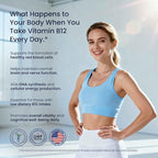 Vitamin B12 500 mcg - High Potency Methylcobalamin Vitamin B Complex forr Energy, Nervous System & Metabolism Support - Daily B12 Supplement - Non-GMO Quick-Release Vitamins for Women and Men