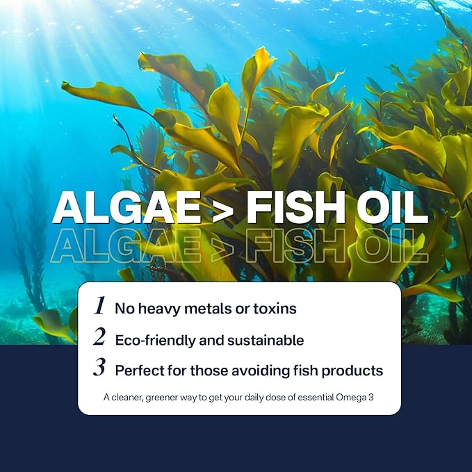 Vegan Omega 3 Supplement, 120cts Omega3 Fatty Acids Softgels, Fish Oil Alternative, Plant-Based DHA EPA, Algae Oil Omega-3 Supplement, No Fish Taste,Non GMO