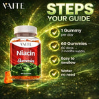 VAITE Niacin (Vitamin B3) 1000mg Supplement – Antioxidant & Energy Support, Nicotinic Acid for Nutrient Conversion & Skin Hydration, Sugar-Free, 60 Vegan Gummies, Non-GMO, Daily Chewable