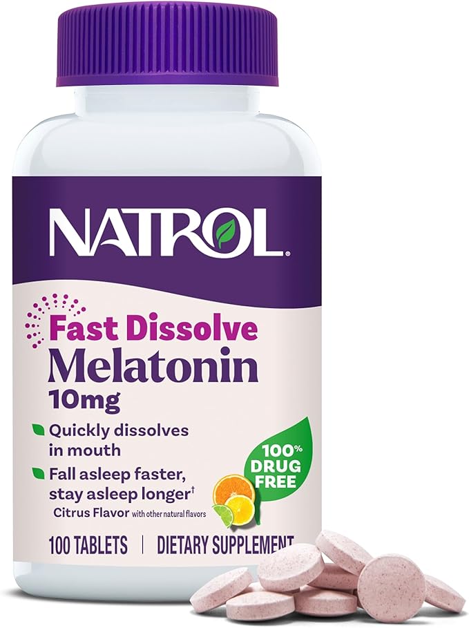 Natrol Melatonin 10mg Fast Dissolve Tablets - Citrus Flavor, 100 Count, Sleep Support, Fast Dissolve Melatonin for Adults, 100-Day Supply