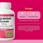 Natural Factors Magnesium Bisglycinate - Whole-Body Health Support Supplement - Natural Magnesium Supplement Supports Bone Strength & Health - 120 Vegetarian Capsules (120 Servings)